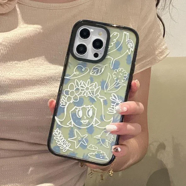 เคสโทรศัพท์ขอบสีดำอะคริลิกสำหรับ iPhone 11 12 13 14 15 16 PRO MAX CAS เป็นมิตรต่อสิ่งแวดล้อมอย่างสร้างสรรค์