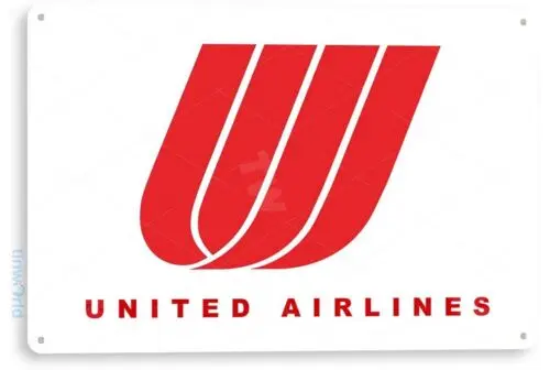 United Airlines Sign, Airplane Hangar, Retro Commercial Aviation Tin Sign C618