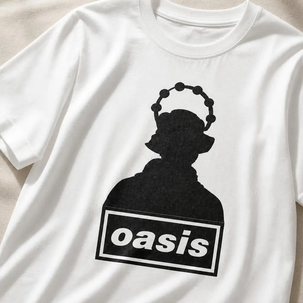 O-Oasis Liam Gallagher Tambourine Shadow Herren-T-Shirt, 100 % Baumwolle, lustiges T-Shirt mit kurzen Ärmeln, Geschenk-T-Shirts. – Detail 5