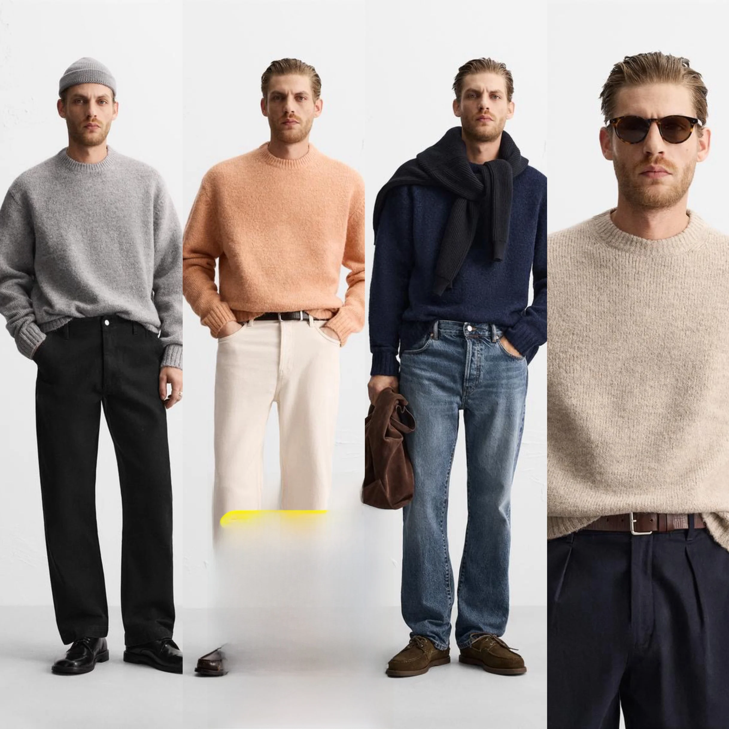 

Мужской вязаный свитер из шерсти и альпаки с длинным рукавом и круглым вырезом, теплый, модный, повседневный, зимний трикотаж, цветной вязаный топ