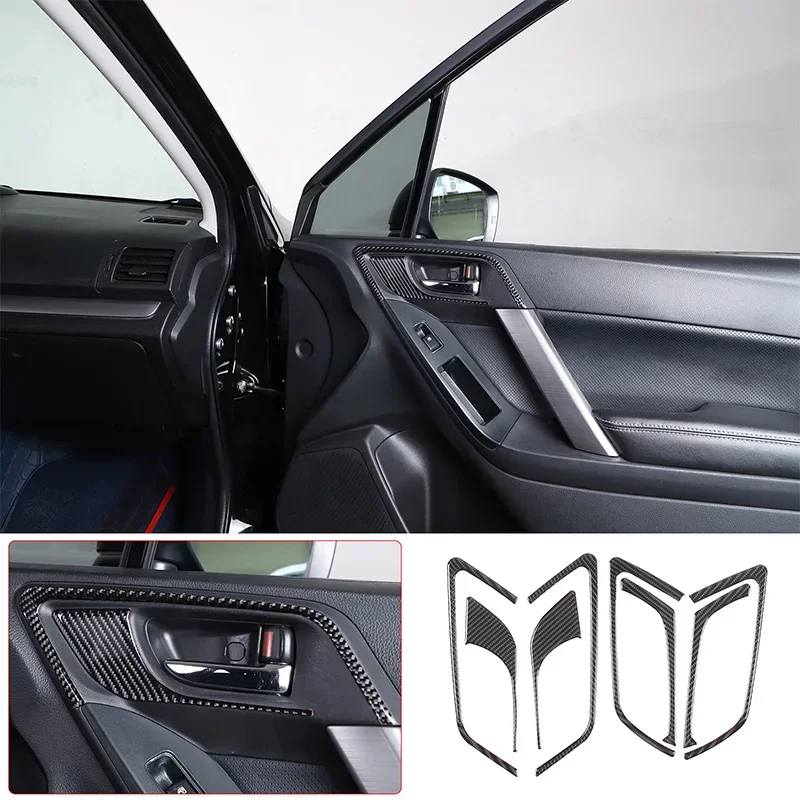 

For 2013-2018 Subaru Forester Soft Carbon Fiber Door Inner Handle Decorative Frame Sticker Car Interior Protection Accessories