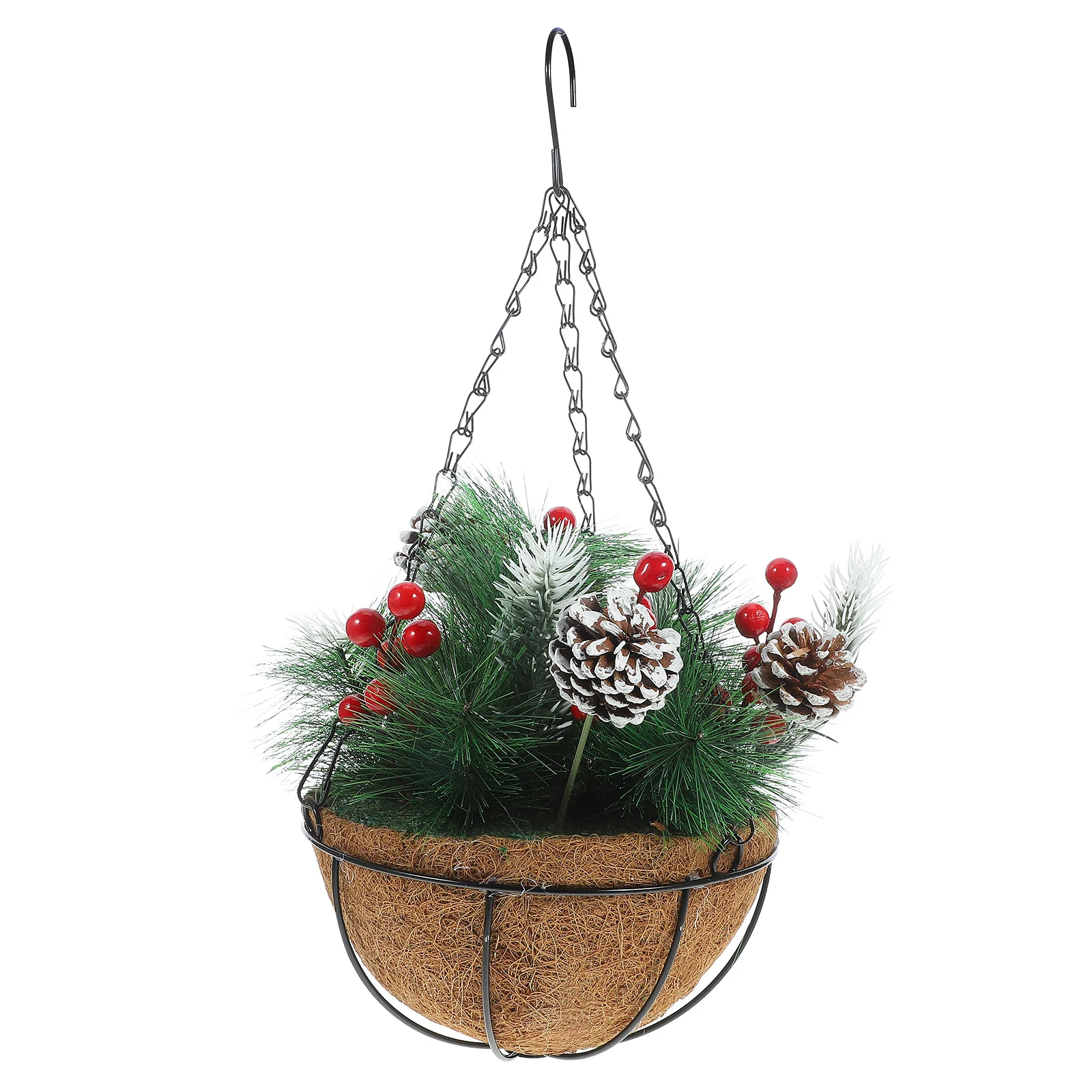 

1Pcs Christmas Flower Basket Hanging Decor High Quality Realistic Outdoor Xmas Pendant Creative Festival Hanging Decoration