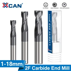 XCAN freze kesicisi 2 flüt yönlendirici Bit 1-12mm Tungsten karbür End Mill HRC 45 CNC makinesi freze araçları CNC freze bit