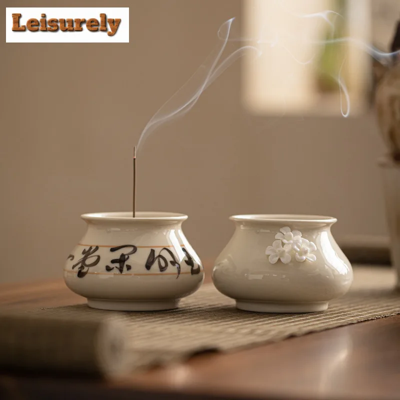 

Zen Ceramic Flower Calligraphy Incense Holder Water Fountain Decoration Incense Burners Aromatherapy Censer Teaware Craft Gift