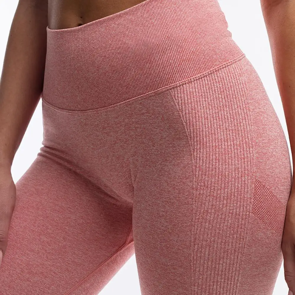 Cintura alta sem costura leggings para mulheres, sexy tricô calças, push up, fitness, treino, ginásio