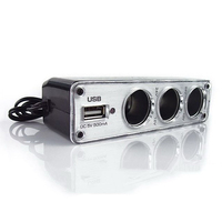 12V Car Cigarette Multi Socket 3 Way + USB Port Charger Adapter for Phone GPS DVR Auto Electronics Accessories