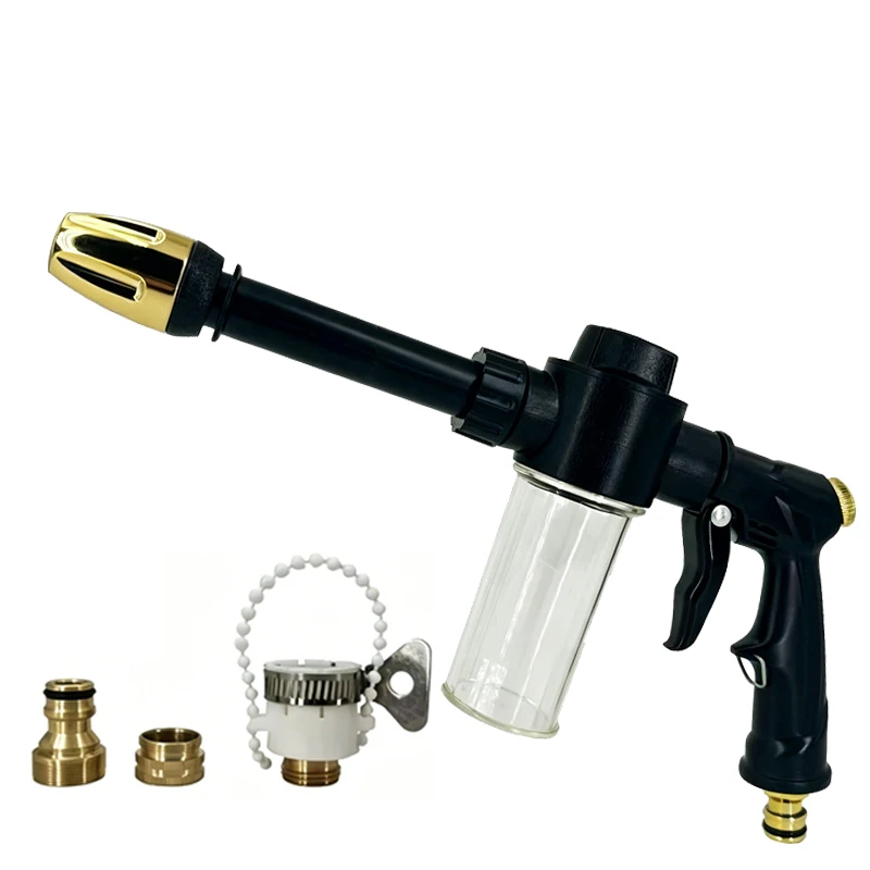 Hochdruck-Autowaschpistole mit Schaumflasche – Multifunktions-Wasserpistole, geeignet für Haustiere, Motorräder und Gärten ﻿