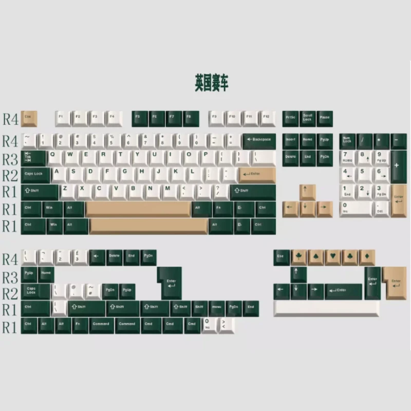 Green Theme Keycaps Set Custom ABS Two-color Injection Molding Cherry Profile Keyboard Cap for Mechanical Keyboard Accessories