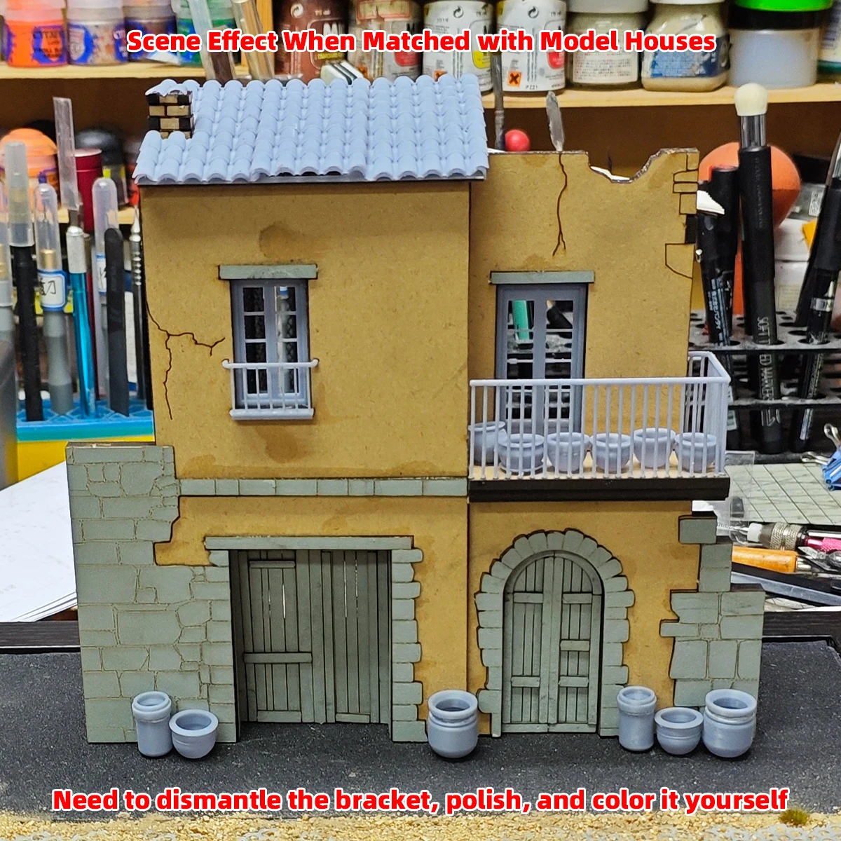3D Harz-Topf Blumentopf Modellbausatz Diorama-Szenerie Zubehör 1/35 1/48 1/64 1/72 1/87 1/150 HO Z Miniatur – Detail 4