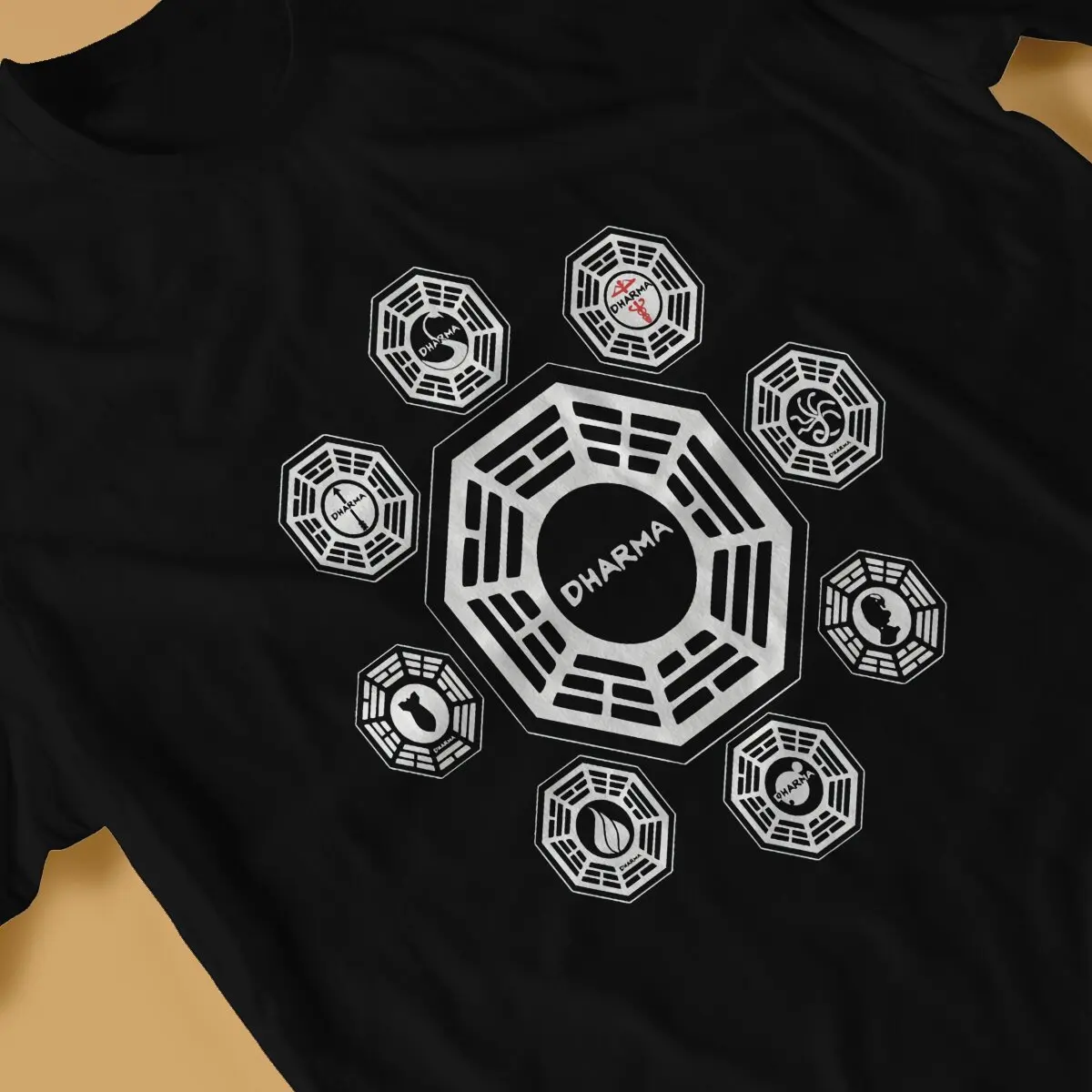 Lost TV Show The Dharma Initiative Tshirt Graphic Men Tops Vintage Fashion Summer Polyester Streetwear Harajuku T Shirt