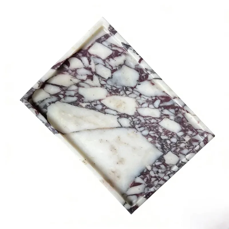 Modern Rectangular Marble Storage Tray Luxury Desktop Organizer for Home Hotel Villa Decoration Elegant Surface Accessory
