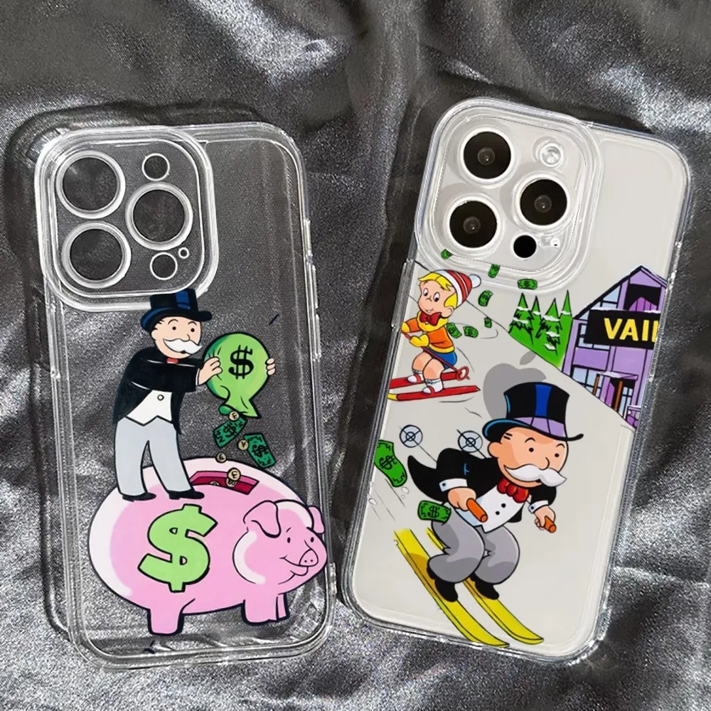 Luxury Trend A-Alec Monopoly Phone Case For Iphone 15 11 13 14 Pro Max 7 8 Plus X Xr Xs Max Se2020 12mini Transparent Cover