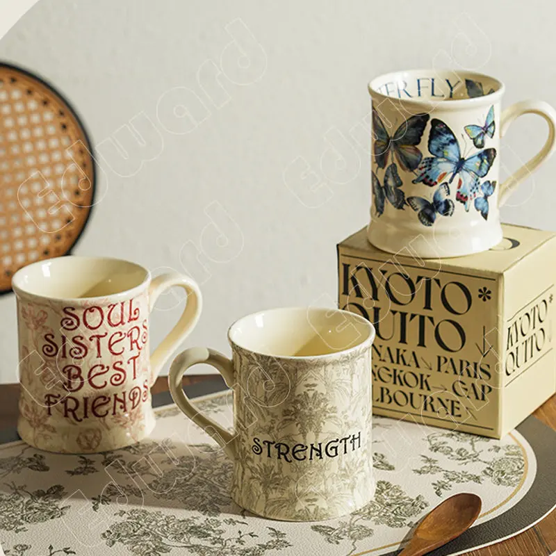 

Retro Ceramic Mug European Style Classic Mugs Afternoon Tea Coffee Cup Office Modern Styles Water Cups Breakfast Ceramics Cups