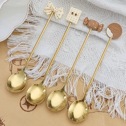 Teaspoon Gadgets Gold Plated Dessert Spoon Table Ware Food-Grade Stainless Steel Heat Resistant Bistros Tasting Spoons 87HA
