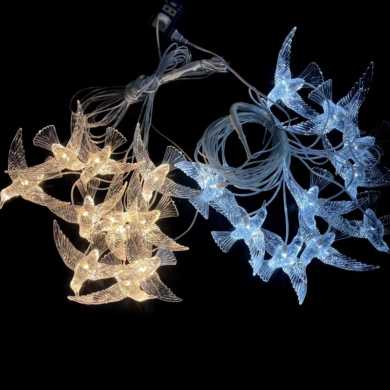 Bruiloft Props 10 Stuks Vogellicht Transparante Lichtgevende Kroonluchters Plastic Plafondverlichting Vakantie Licht Verjaardagsfeestje Decoratie