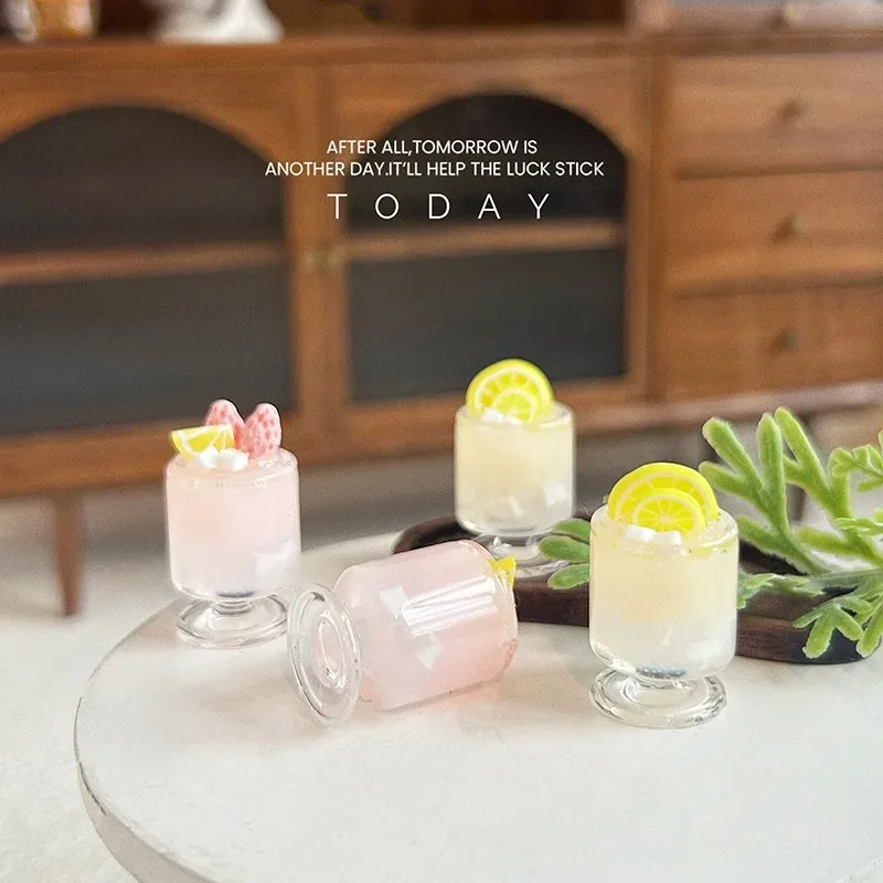 Casa de Muñecas 1:12, Bebida de Limonada Helada, Bebida de Verano, Taza en Miniatura, Juguetes Decorativos, Accesorio para Muñecas, Modelo Decorativo, Regalos