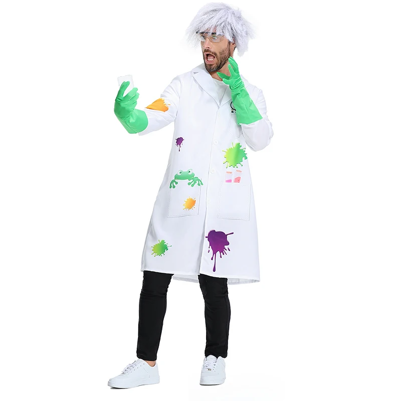 

Mens Raving Scientist Costume For Adult Carnival Halloween Party Outfit New Arrival 2026