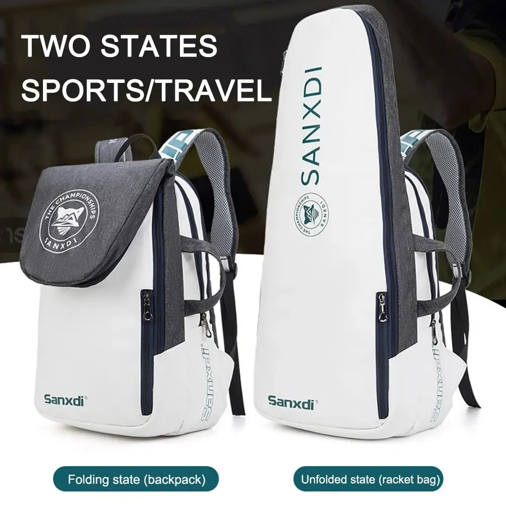 Saco de tênis segurar 1-2 raquete de armazenamento saco de esportes, mochila para raquetes de tênis badminton squash, bolas e acessórios esportivos