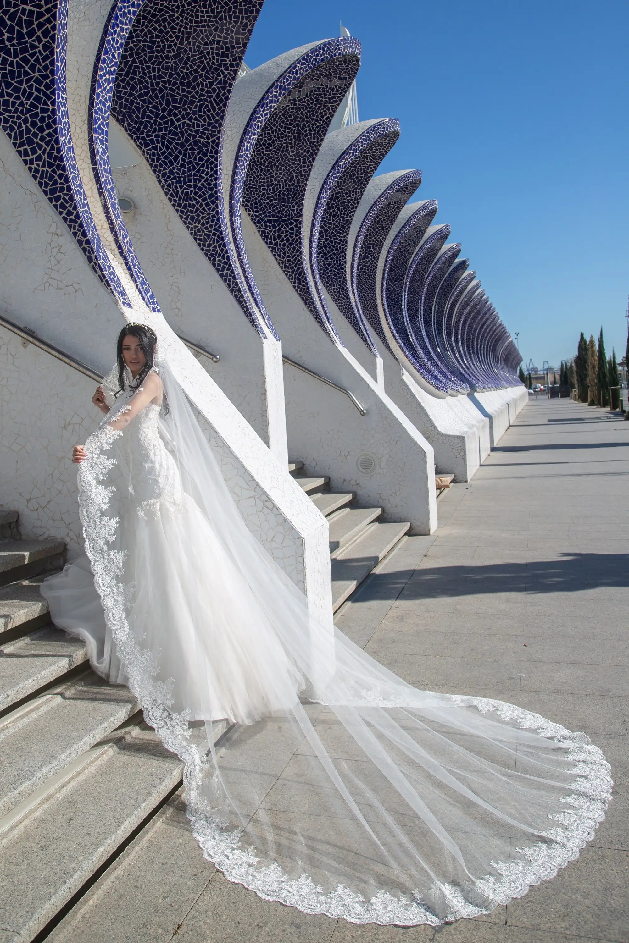 Elegant Lace Wedding Veils For Brides Cathedral Long Bridal Veil Tulle With Comb White Ivory Custom Made 3M