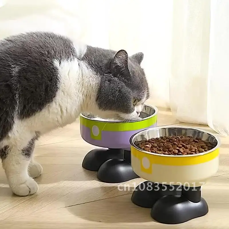 

Large Capacity Pet Stainless Steel Bowl Non-Slip Anti-Knock Cat Dish with Neck Protection High Foot Design in Assorted Colors