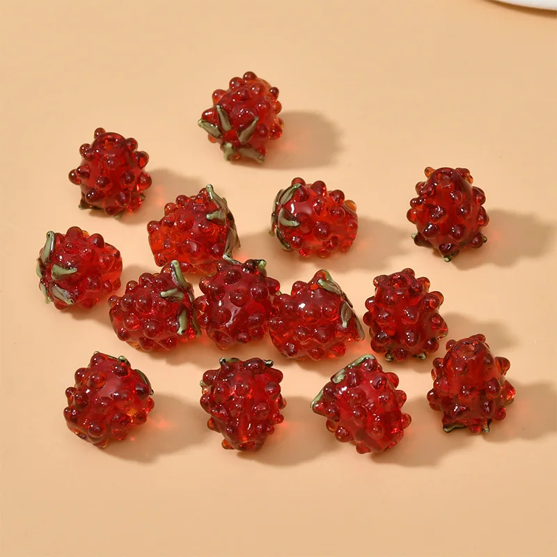 5pcs Handmade Lampwork Fruit Grape Glass Beads for Jewelry Making Raspberry Plum Beads DIY Bracelet Earrings  Gift Accessories