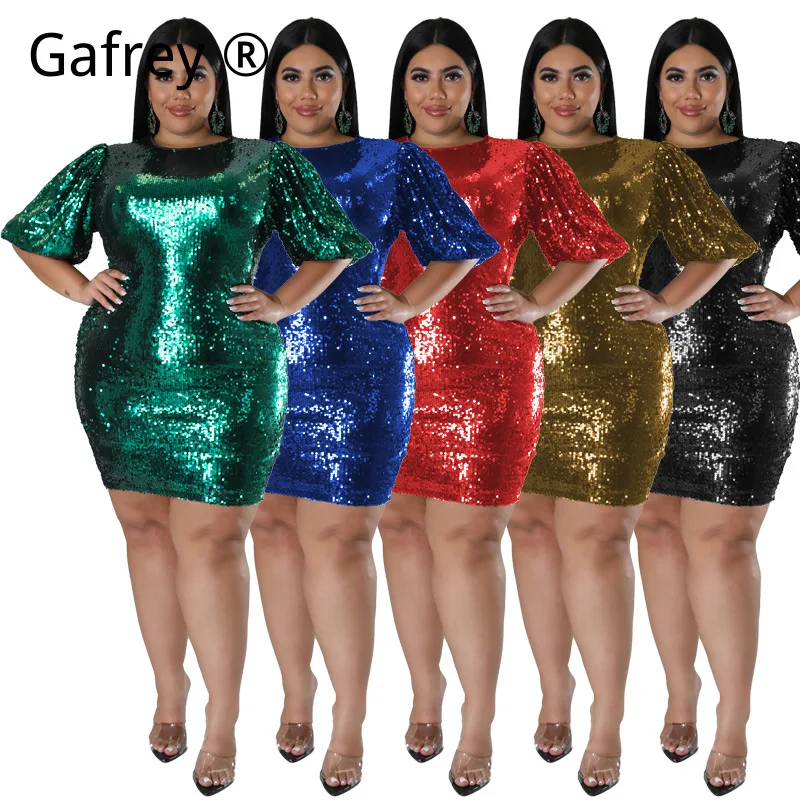 Plus Size Women Velvet Sequin Dress Elegant Party Evening Dress Long Sleeve Slim Fit Fashion Shiny Dress Casual Formal Occasion