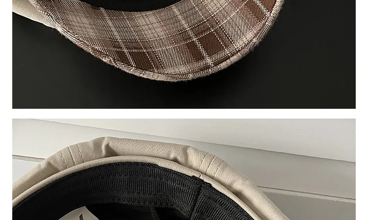 Niedliche Katzenohren Newsboy-Mütze für Damen, Alltags-Casual Baker Boy Cap, Street Snap, Kawaii Katzen-Gesichts-Stickerei, süße Mädchen-Karo-Krempe, Reisemütze – Detail 3