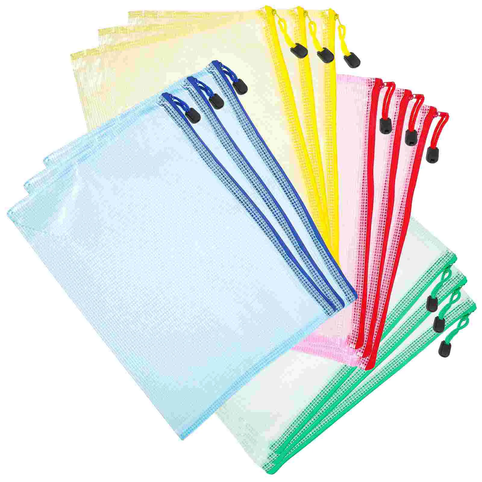 

12 Pcs A4 Transparent File Bag Office Bills Organizers Bags for Traveling Container Zipper Pouch Pvc Mesh Storage Document