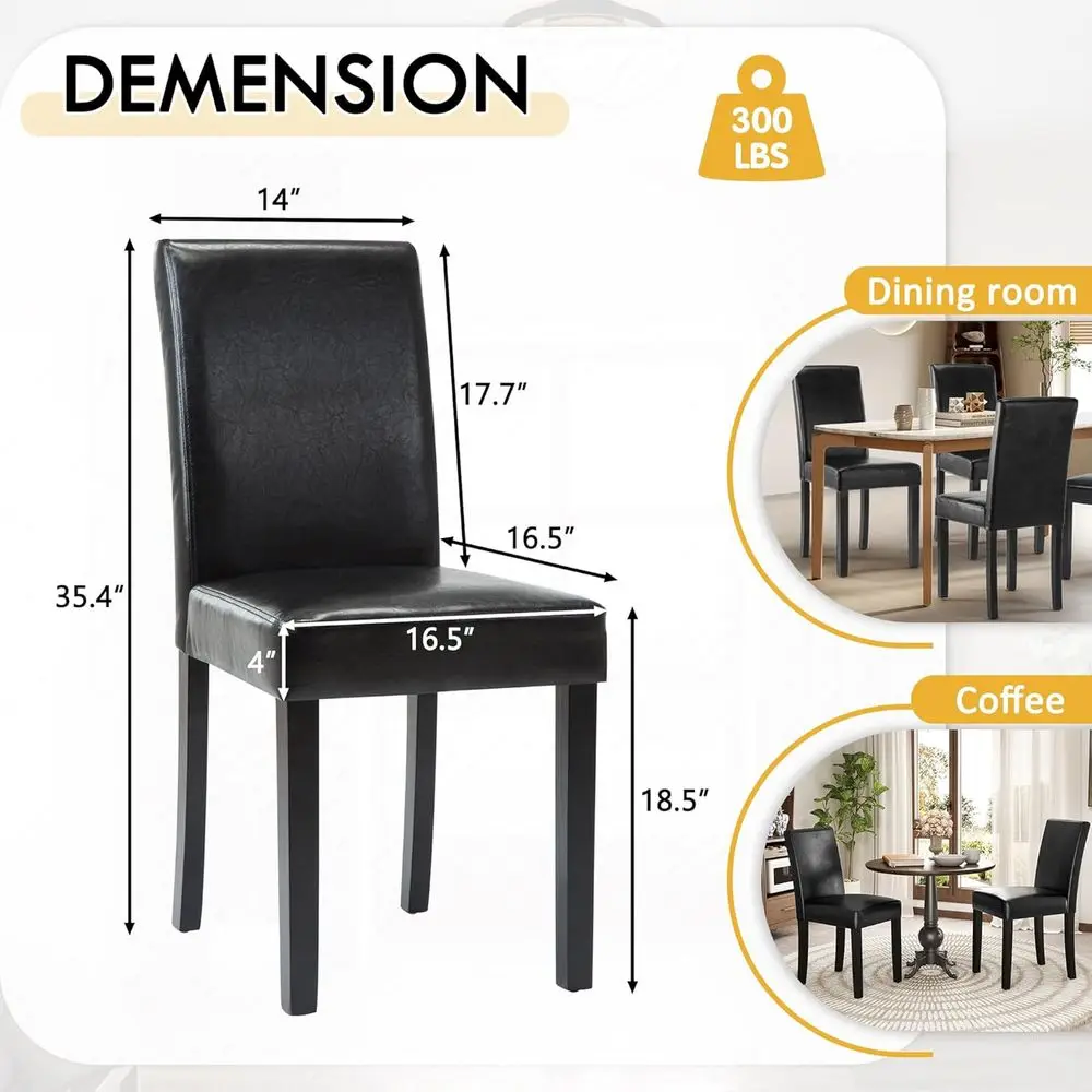 Dining Chairs Set o 4, PU Leather Padded Upholstered ern Parson Chair, Dining Room Chairs with Solid Wood Legs or Kitchen Living