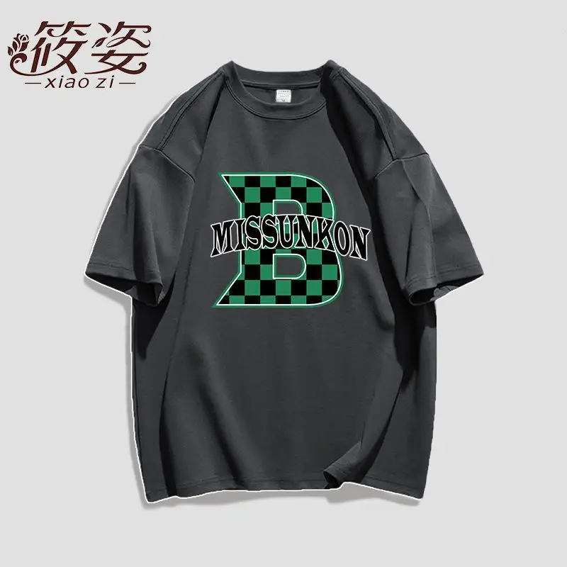 Women Clothing Letter Printed T-shirt Summer O-neck Loose Casual Tops Vintage Street Fashion Cotton Pullovers