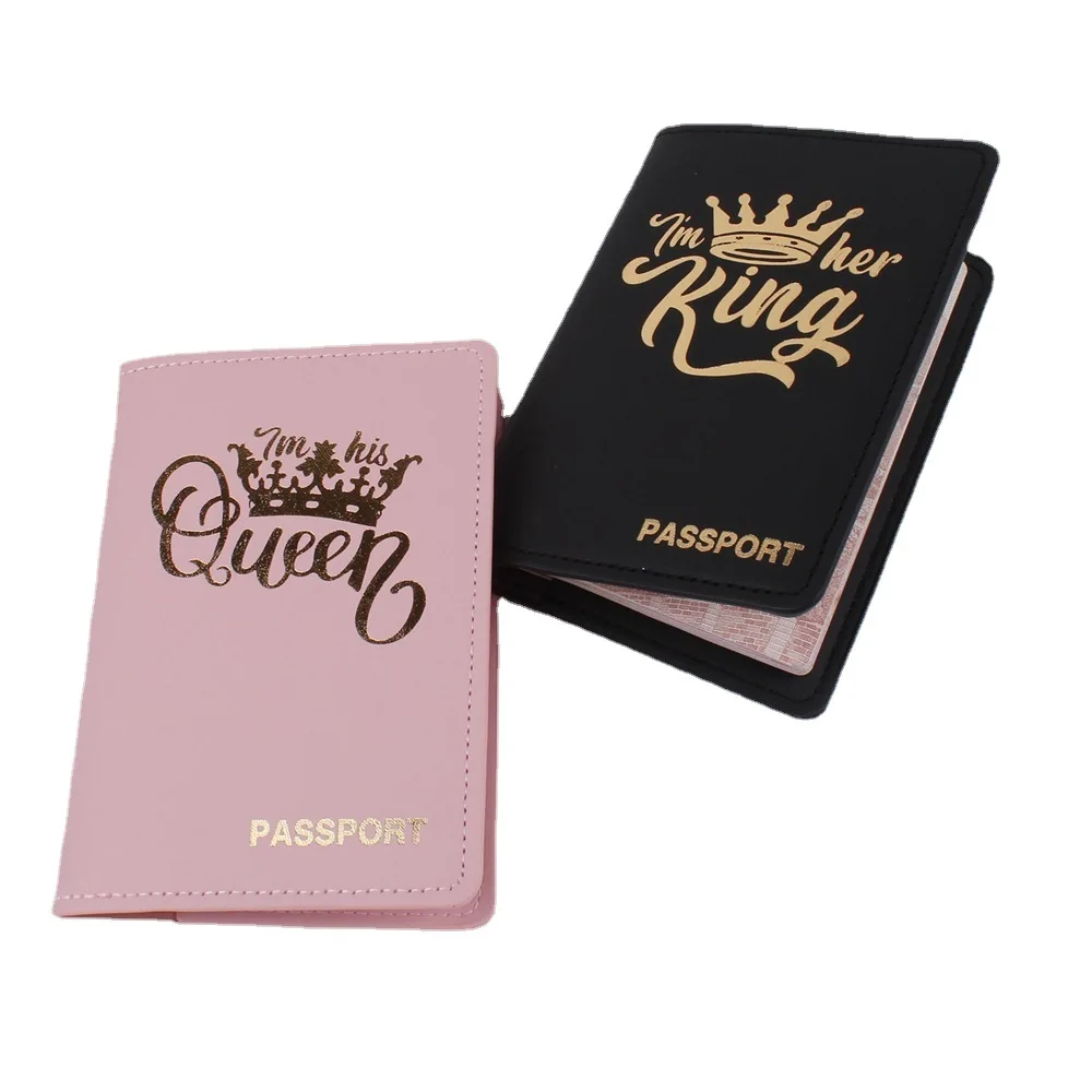 Couple Crown Pu ID Card Holders Business Credit Card Holder Case Pouch Travel Waterproof Dirt Passport Holder Cover Wallet