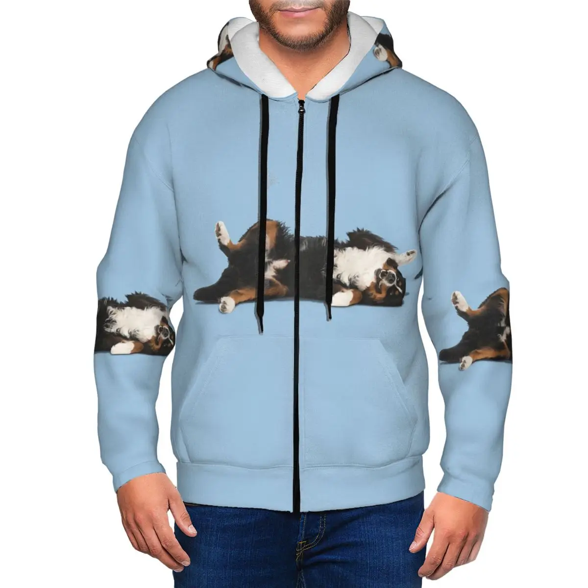 Bernese Mountain Dog Zipper Hoodies Harajuku Pullover Autumn Winter Men Women Sweatshirts Long Sleeve Tops
