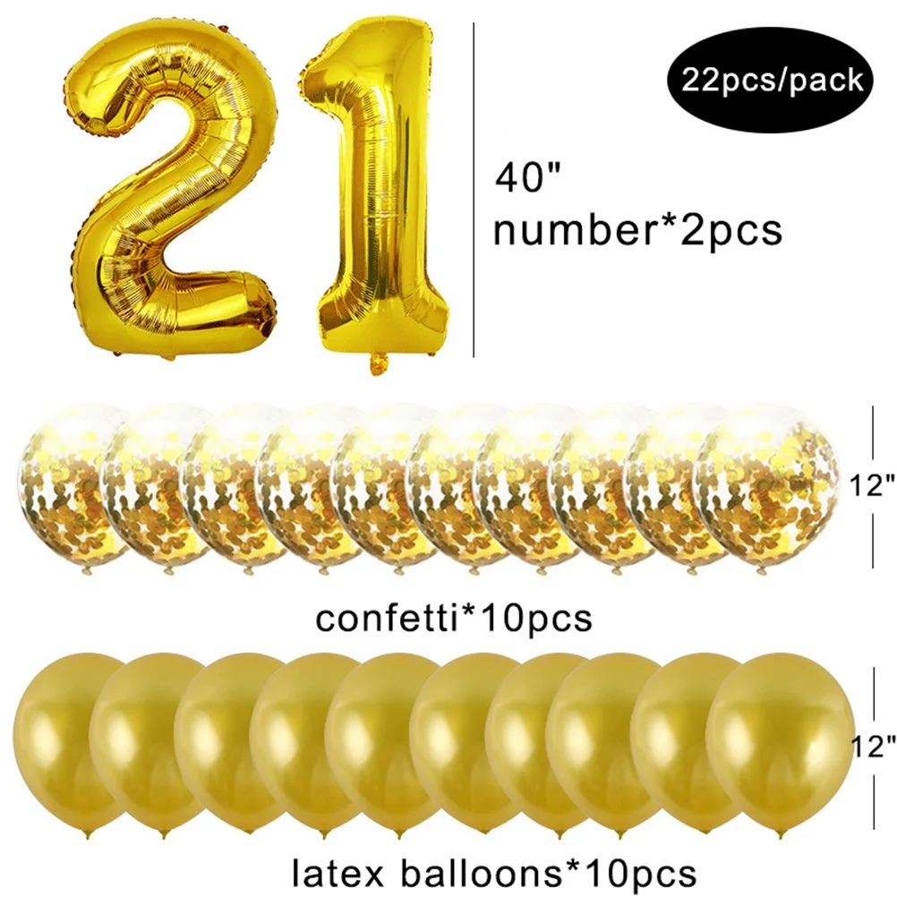 

21 Years Old Birthday Balloons Sets Decor Balloons Sets for Birthday Party Gathering (Golden, 40inch)