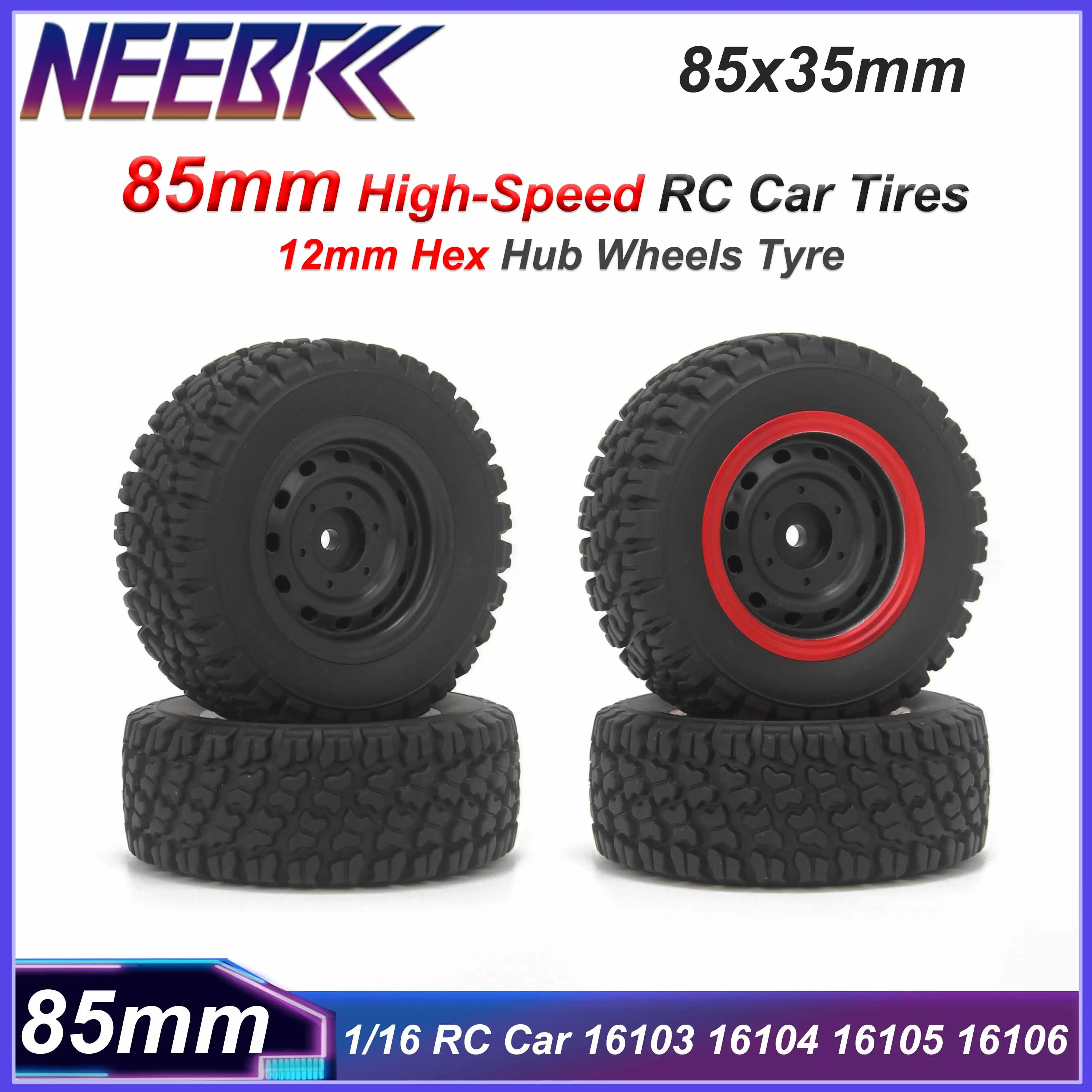 

SCY 85mm High-Speed RC Car Tires 12mm Hex Hub Wheels Tyre for 1/16 Remote Control Car 16103 16104 16105 16106 PRO Upgrade Parts
