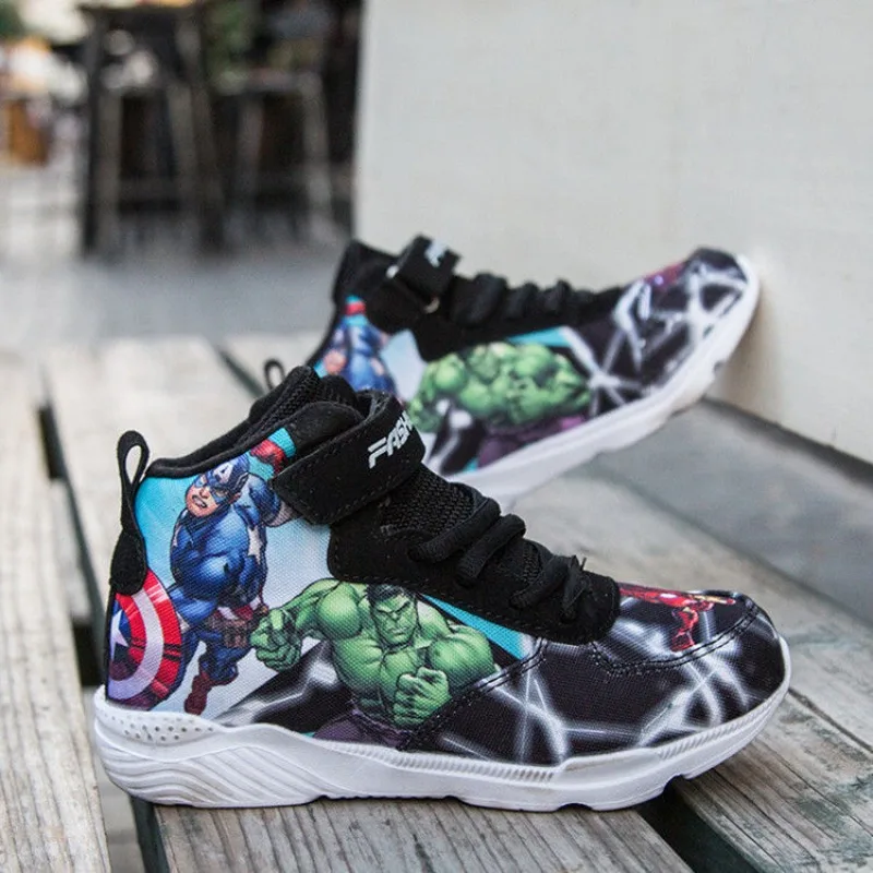 Marvel Shoes Captain America Men's High Top Sneakers Iron Man Hulk Soft Sole Autumn and Winter Casual Fashion Handsome Sneakers