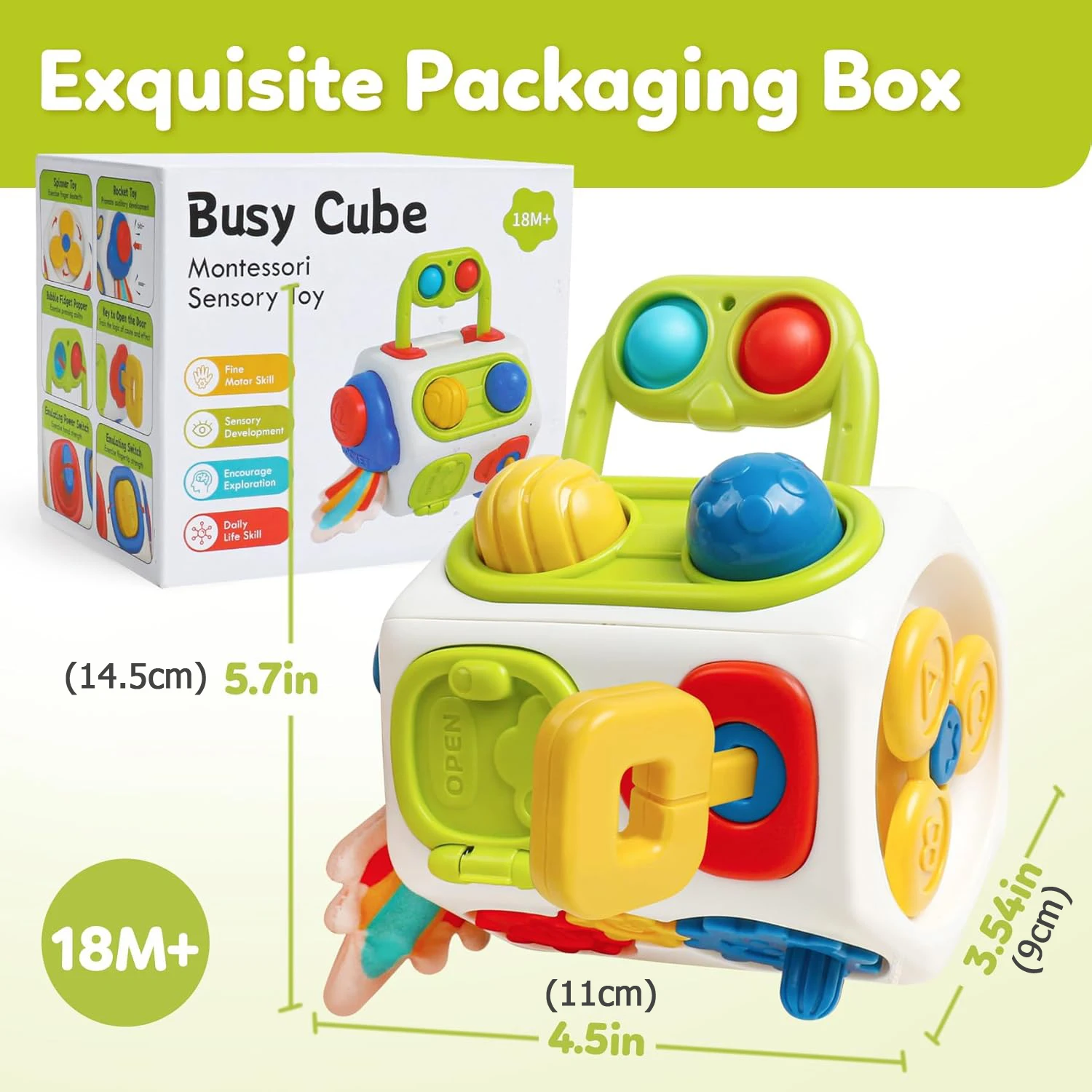 Montessori Busy Cube Speelgoed voor Peuter Zintuiglijke Activiteiten Busy Board Vroeg Educatief Leren Reizen Speelgoed Cadeau voor kinderen