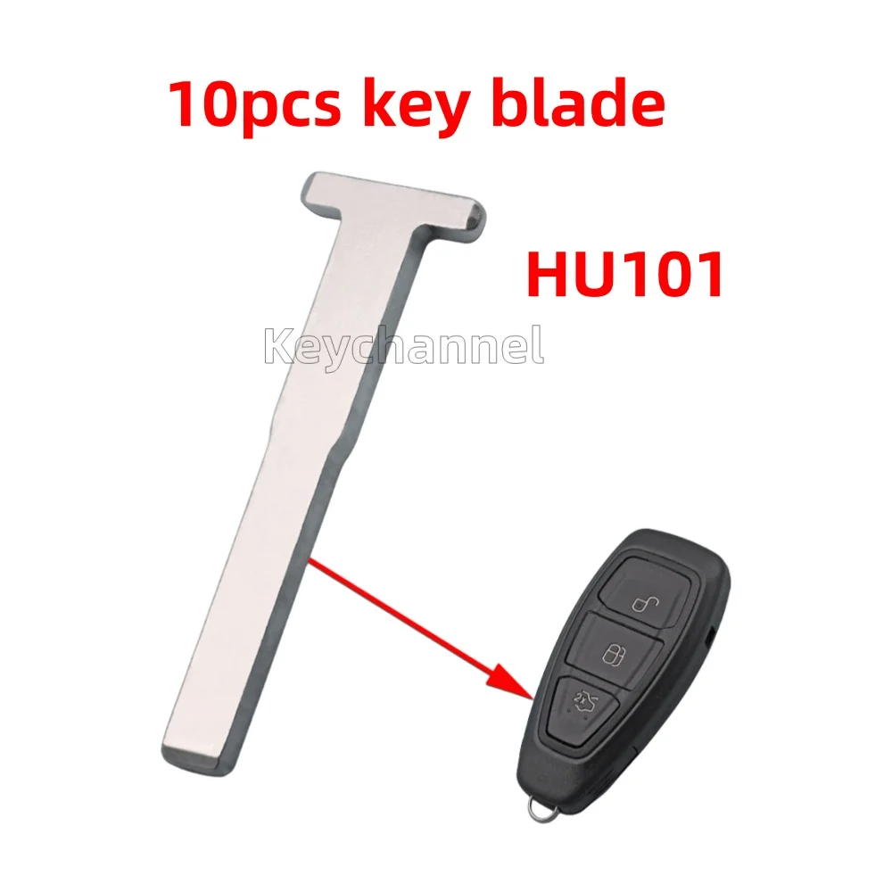 

keychannel 10pcs Car Smart Key Blank HU101 Emergency Key Blade Keyless Metal Key for Ford Focus C-Max Kuga Ecosport Escape S-Max