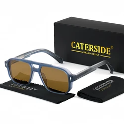 CATERSIDE Vintage Square Sunglasses Men Flat Top Double Bridges High Quality Sun Glasses Women Travel Party Festival Eyeglasses