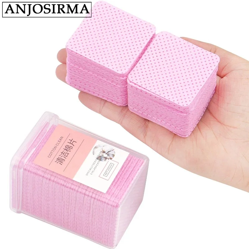 ANJOSIRMA 200 pcs of pink fluffy free paper cotton wipes for eyelash extension pad remover cleaning, oral makeup tool cleaning