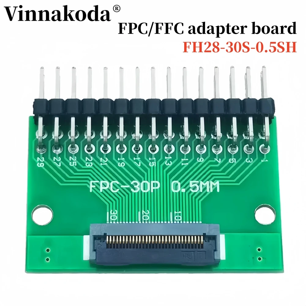 Hirose FH28-30S-0.5SH FPC/FFC-30P adapter plate welded with 0.5mm spacing flip cover and 2.54mm double row bending pins