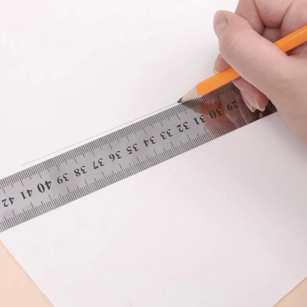 50cm Stainless Steel Metal Straight Ruler Double Sided Precision Measuring Tool Metric Ruler DIY Drawing Centimeter Inches Scale