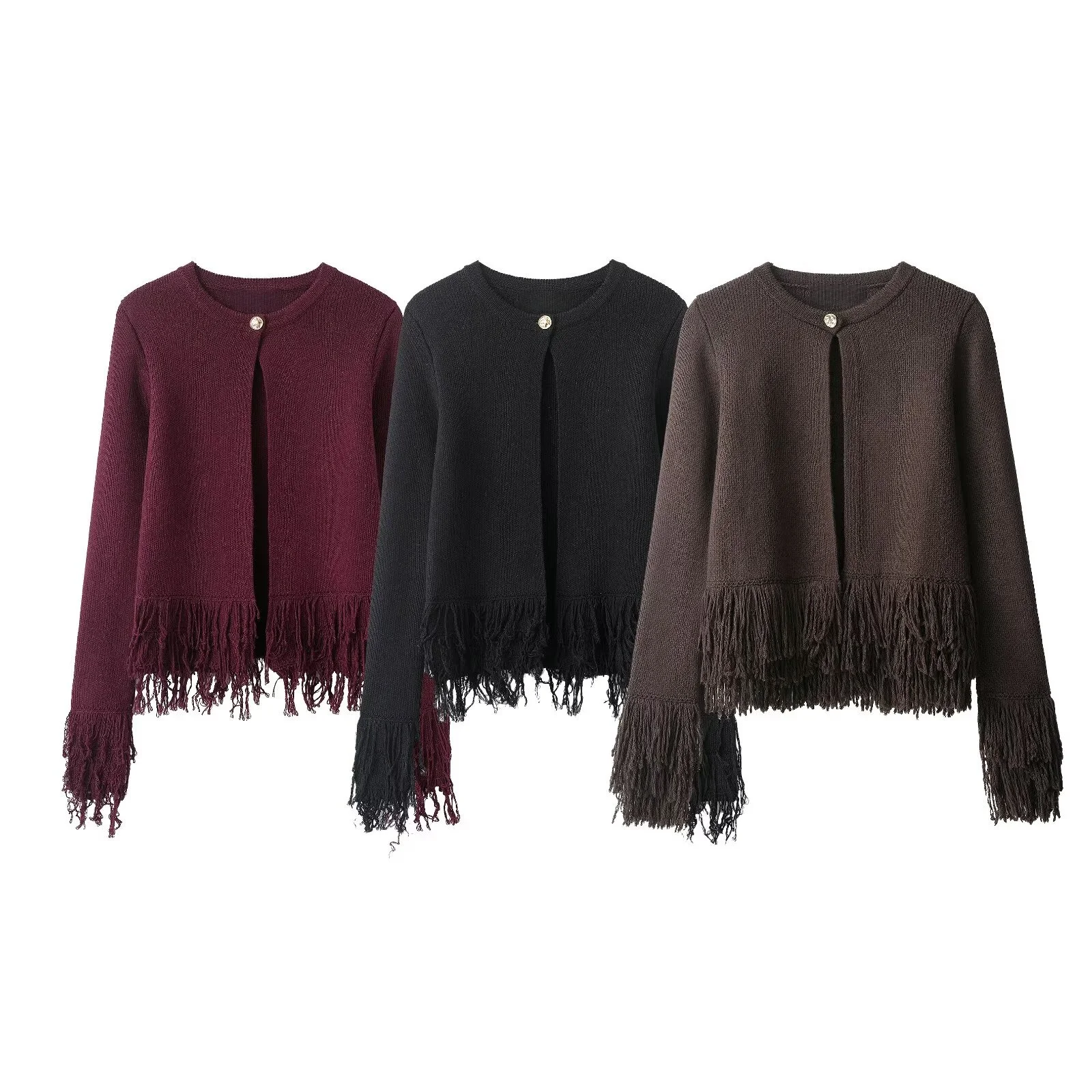 Cardigan à manches longues et col rond pour femme, veste tricotée avec pompon, décontractée, à la mode, Simple, nouvelle collection hiver 2025