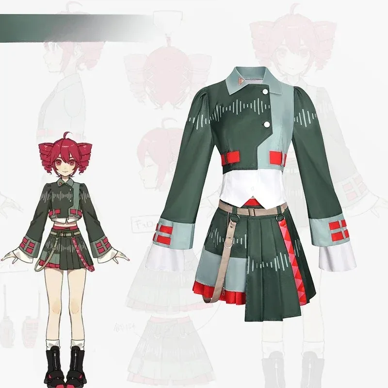 

Kasane Tetoo Cosplay Voicepeakk Uniforms Wig Anime Diva Singer Cute Red Ponytail Halloween Stage Outfit for Women