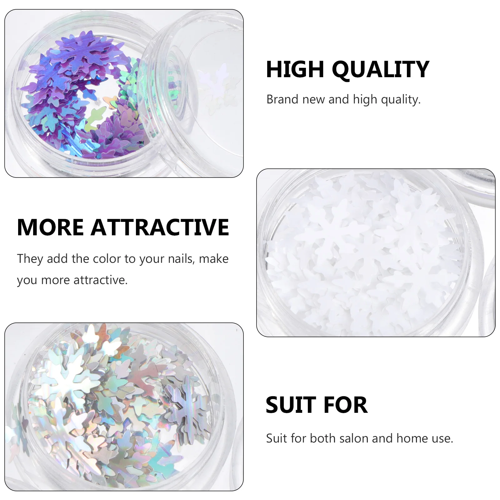 

12 Pcs Nail Art Shiny Set Snowflake Paillette Sequins Christmas Manicure Decor Creative Pretty