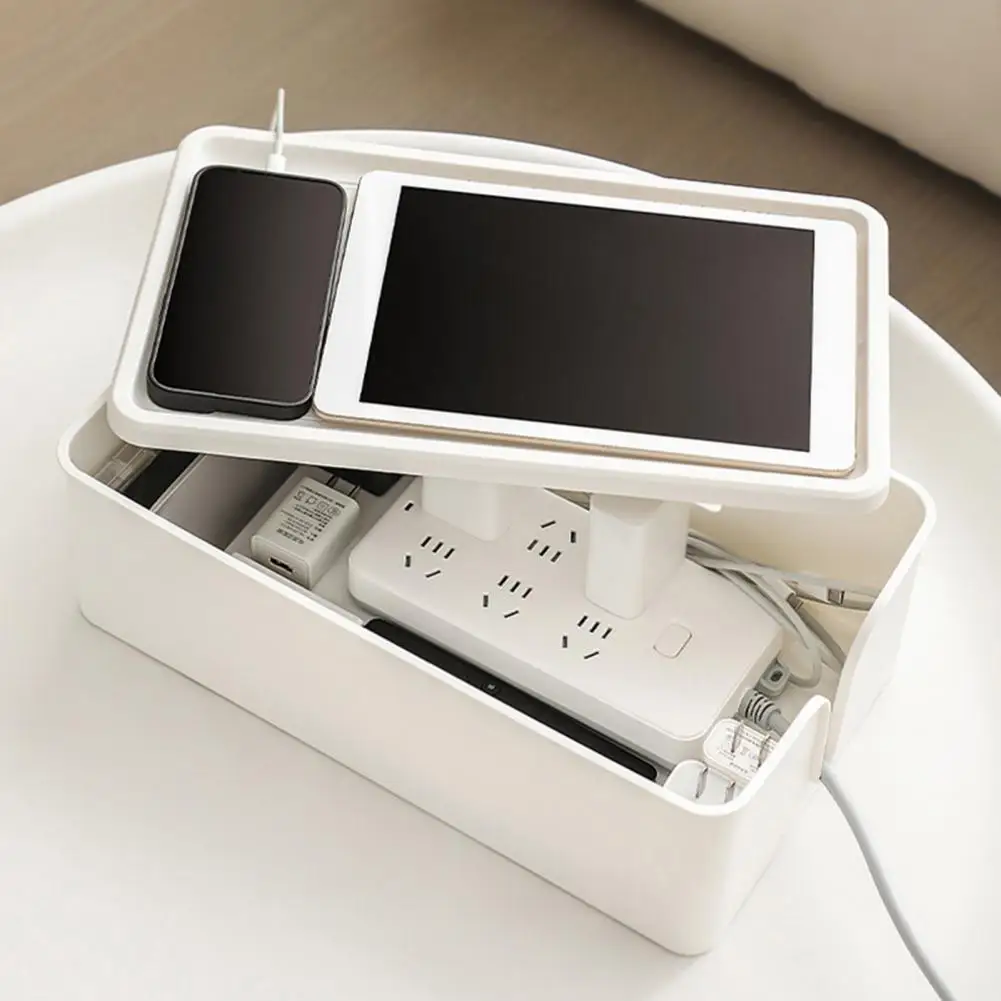 Socket Storage Box Cable Management Box with Detachable Top Cover Capacity Power Strip Holder Socket Storage for Concealing