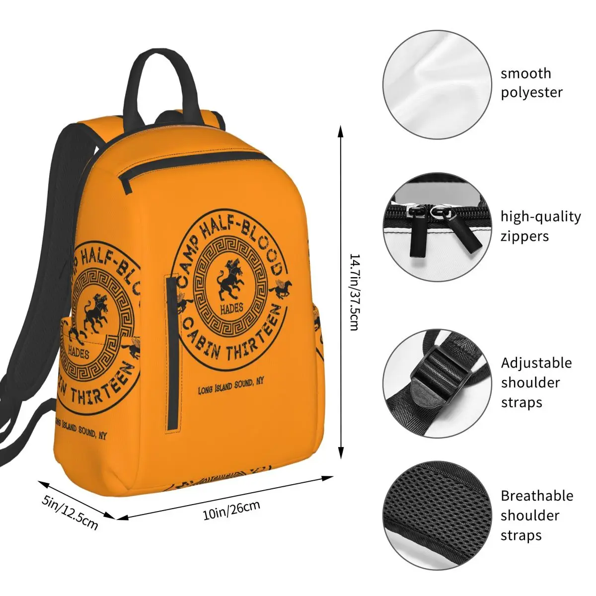 Cabin Thirteen-Hades-Percy Jackson-Camp Half-Blood Backpack Student BookBag Kids School Bag Computer Shoulder Bags Boys Girls