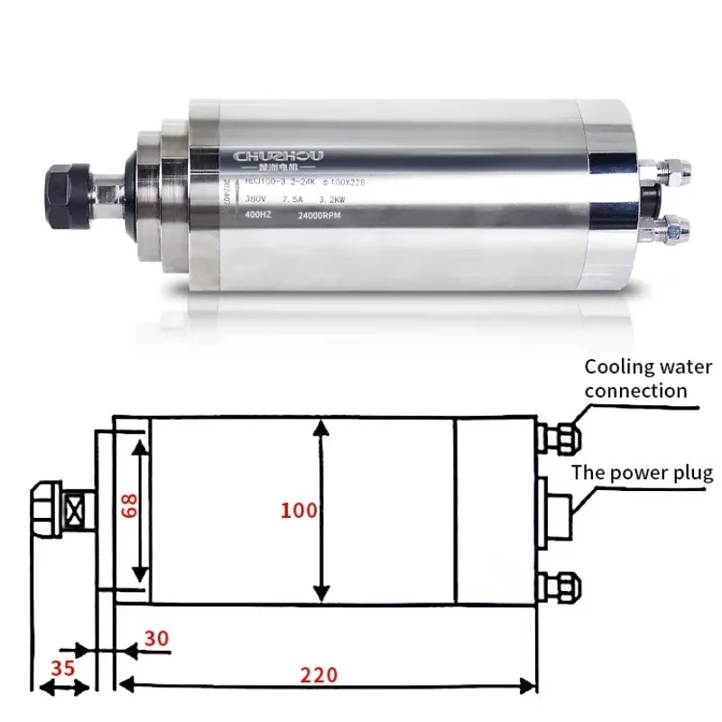 3Kw水冷スピンドル4ベアリング3.7kw Er20水冷10 - Water Cooled Spindle のレビューと価格