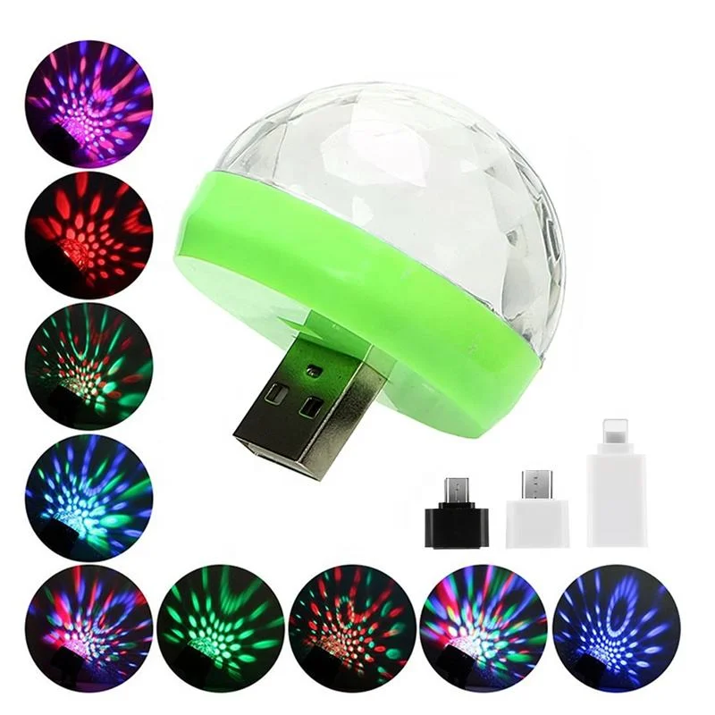 Mini 4W USB Colorful Atmosphere Car Light RGB Voice Control Magic Ball Light Party DJ Club Disco Portable Cell Phone Stage Light