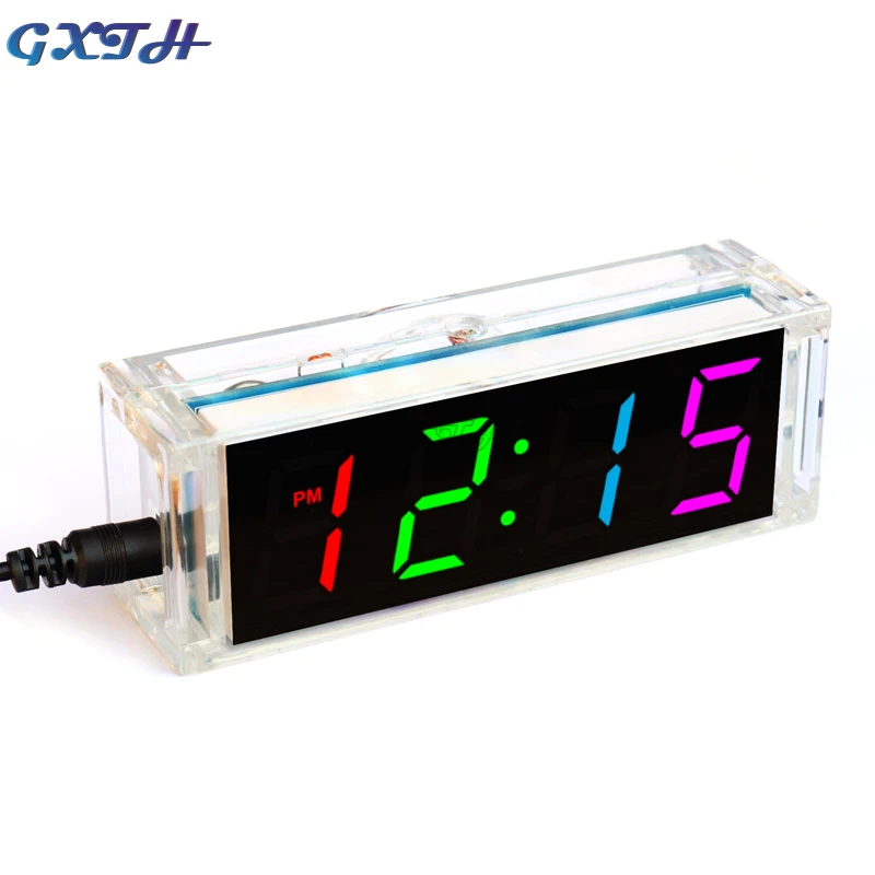 Diy Electronic Clock Colorful Digital Clock Kit Time Temperature Date Display Alarm Digital Tube Color Electronic Watch Welding