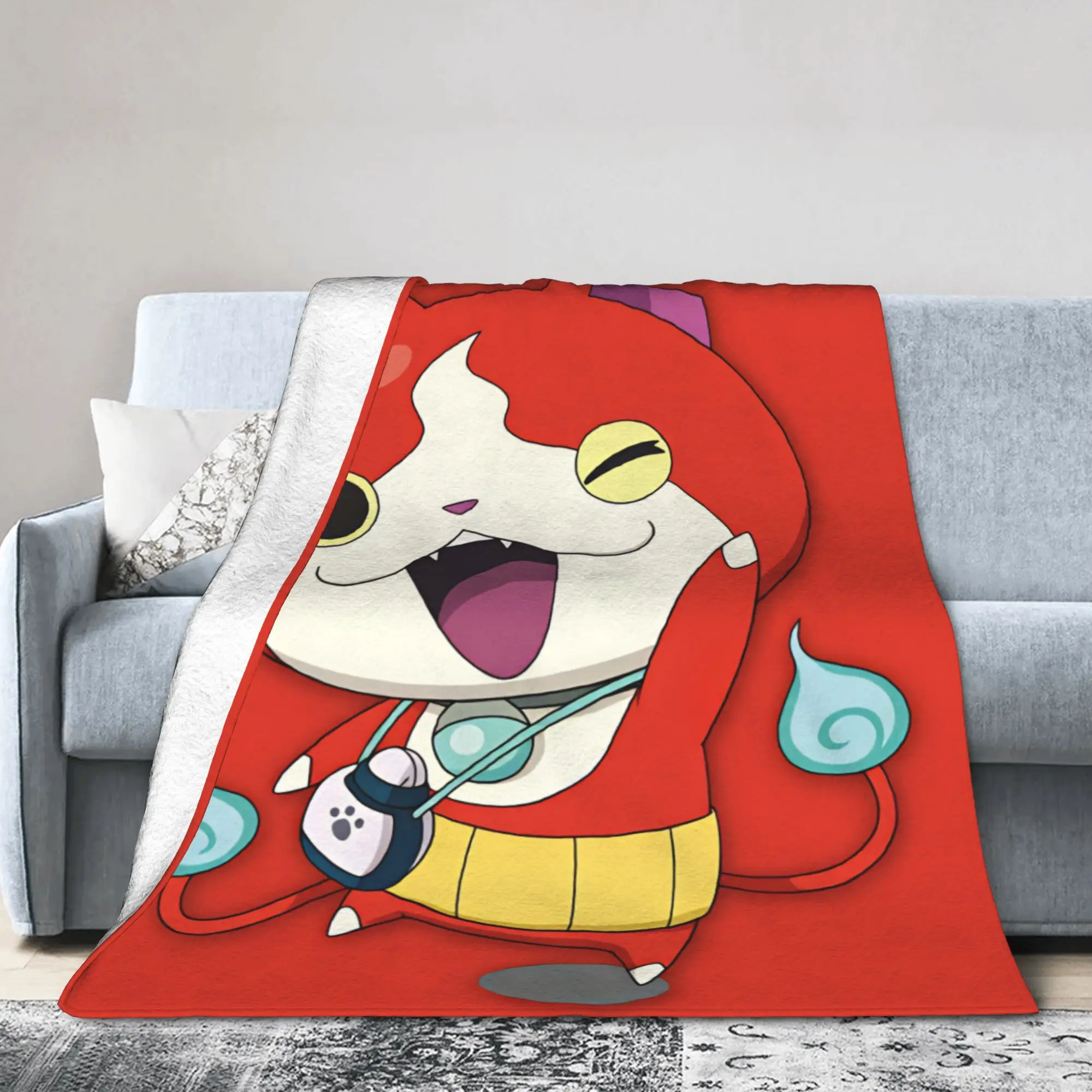 Warm BlanketGirls Boys Travel Yokai Watchs  Throw Blanket  Flannel Bedspread For Home Decor Novelty Sofa Bed Cover